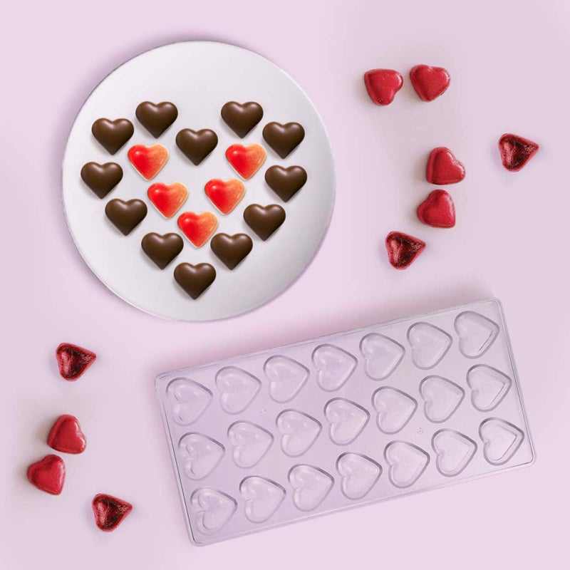 WL Polycarbonate Chocolate Mold, Sweet Candy DIY Mold 21 Mini Heart Shaped Clear Plastic PC Handmade Chocolate Making Mold Pastry Dessert Baking Pan Cake Decoration Tool for Mousse, Jelly, Candy, Chocola - Image 5